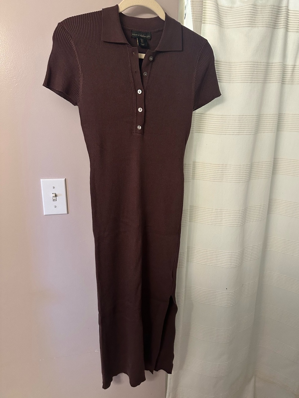 House of Harlow Ribbed Knit Polo Sweater Bodycon Dress